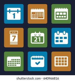 Month icons set. set of 9 month filled icons such as calendar
