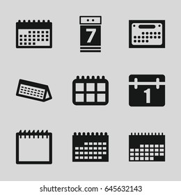 Month icons set. set of 9 month filled icons such as calendar
