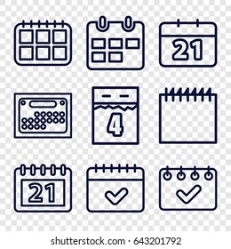 Month icons set. set of 9 month outline icons such as calendar