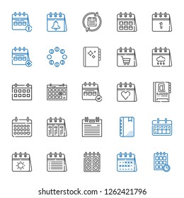 month icons set. Collection of month with schedule, calendar, agenda, moon phases. Editable and scalable month icons.