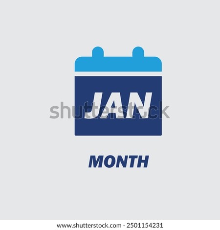 Month Jan in calendar, colorfull flat style vector illustration