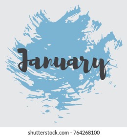 Month January, Blue Vector Image. The word January is in Native Decoration. For Your Design, Calendar, Events, Congratulations.