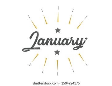 Month January for calendar. Handwritten phrase for banner, flyer, greeting card, calendar