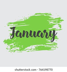 Month January, Green Vector Image. The word January is in Native Decoration. For Your Design, Calendar, Events, Congratulations.