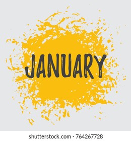 Month January, Yellow Vector Image. The word January is in Native Decoration. For Your Design, Calendar, Events, Congratulations.