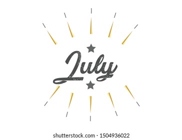 Month July for calendar. Handwritten phrase for banner, flyer, greeting card, calendar