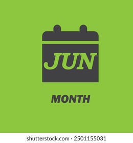 Month Jun in calendar, colorful flat style vector illustration