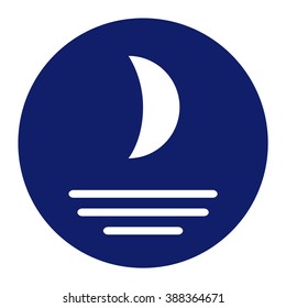 Month, lunar path, color circle, vector icon.