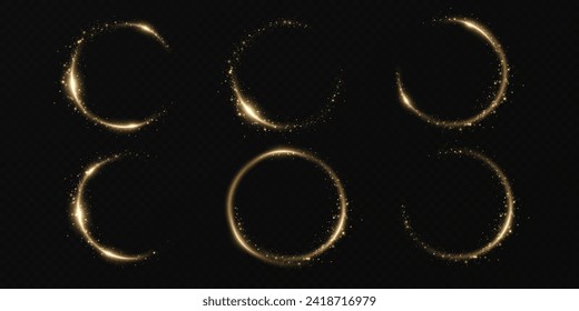 
Month made of gold particles.shining sparkles.Frame.Vector image of a golden sparkling circle of stardust.