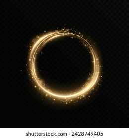 Month made of gold particles.shining sparkles.Frame.Vector image of a golden sparkling circle of stardust.