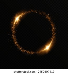 Month made of gold particles.shining sparkles.Frame.Vector image of a golden sparkling circle of stardust.	