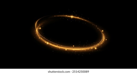 Mes hecho de partículas de oro. brillantes destellos. Marco. Imagen de Vector de un círculo brillante dorado de polvo de estrellas.