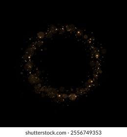 Month made of gold particles.shining sparkles.Frame.Vector image of a golden sparkling circle of stardust.