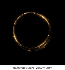 Month made of gold particles.shining sparkles.Frame.Vector image of a golden sparkling circle of stardust.	