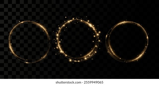 Month made of gold particles.shining sparkles.Frame.Vector image of a golden sparkling circle of stardust.	
