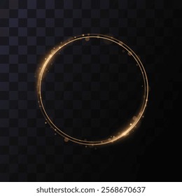 Month made of gold particles.shining sparkles.Frame.Vector image of a golden sparkling circle of stardust.	