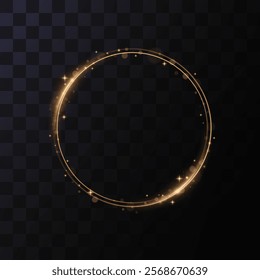 Month made of gold particles.shining sparkles.Frame.Vector image of a golden sparkling circle of stardust.	