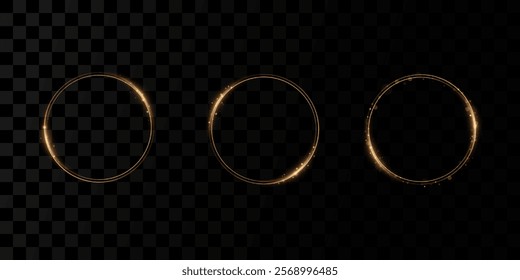Month made of gold particles.shining sparkles.Frame.Vector image of a golden sparkling circle of stardust.