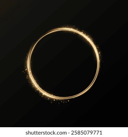 Month made of gold particles.shining sparkles.Frame.Vector image of a golden sparkling circle of stardust.