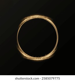 Month made of gold particles.shining sparkles.Frame.Vector image of a golden sparkling circle of stardust.