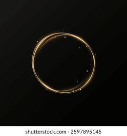 Month made of gold particles.shining sparkles.Frame.Vector image of a golden sparkling circle of stardust.