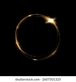 Month made of gold particles.shining sparkles.Frame.Vector image of a golden sparkling circle of stardust.