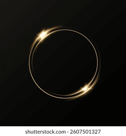 Month made of gold particles.shining sparkles.Frame.Vector image of a golden sparkling circle of stardust.