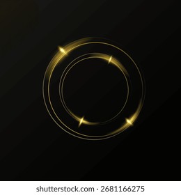 Mes hecho de partículas de oro. brillantes destellos. Marco. Imagen de Vector de un círculo brillante dorado de polvo de estrellas.	