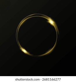 Mes hecho de partículas de oro. brillantes destellos. Marco. Imagen de Vector de un círculo brillante dorado de polvo de estrellas.	