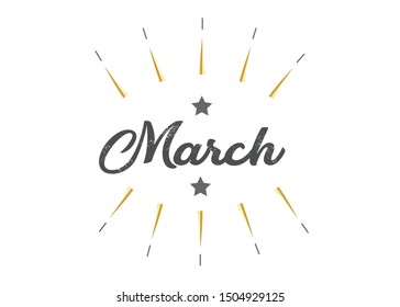 Month March Calendar Handwritten Phrase Banner: เวกเตอร์สต็อก (ปลอดค่า