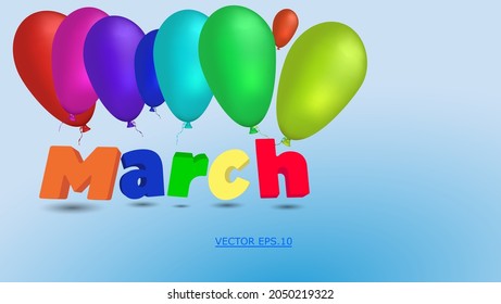 The month of March with a new style 3d concept can be used for calendars, banners, wallpapers, etc