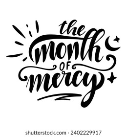 The month of mercy, Ramadan Calligraphy. Ramadhan lettering. Holy Ramadan. lettering design for ramadan. Vector Illustration