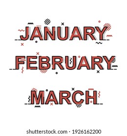 Month name with abstract typography design. Easy to edit with vector file. Can use for your creative content. Especially for calendar design elements.