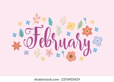 Month names for calender with beautiful flower ornaments