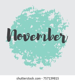 Month November, Blue Vector Image. The word November is in Native Decoration. For Your Design, Calendar, Events, Congratulations.