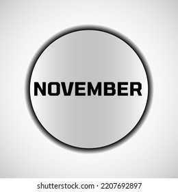 Mes de noviembre en círculo aislado sobre fondo blanco. Ilustración del vector