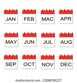 Mes en juego de calendario. Ilustración vectorial.