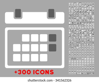 Month Organizer vector icon with additional 300 date and time management pictograms. Style is bicolor flat symbols, dark gray and white colors, rounded angles, silver background.