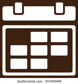 Month Organizer vector icon. Style is flat symbol, white color, rounded angles, brown background.