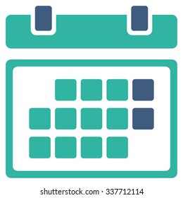 Month Organizer vector icon. Style is bicolor flat symbol, cobalt and cyan colors, rounded angles, white background.