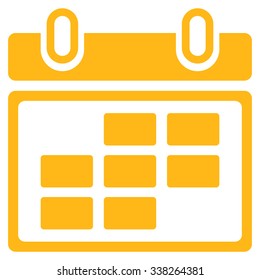 Month Organizer vector icon. Style is flat symbol, yellow color, rounded angles, white background.