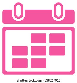 Month Organizer vector icon. Style is flat symbol, pink color, rounded angles, white background.