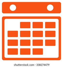 Month Organizer vector icon. Style is flat symbol, orange color, rounded angles, white background.