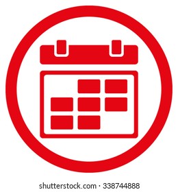 Month Organizer vector icon. Style is flat rounded symbol, red color, rounded angles, white background.