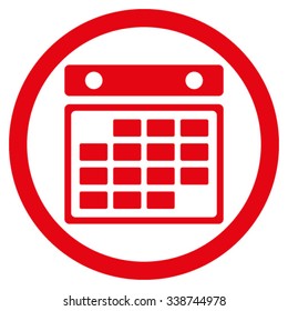 Month Organizer vector icon. Style is flat rounded symbol, red color, rounded angles, white background.