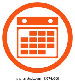 Month Organizer vector icon. Style is flat rounded symbol, orange color, rounded angles, white background.