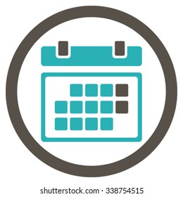 Month Organizer vector icon. Style is bicolor flat rounded symbol, grey and cyan colors, rounded angles, white background.