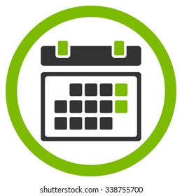 Month Organizer vector icon. Style is bicolor flat rounded symbol, eco green and gray colors, rounded angles, white background.
