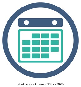 Month Organizer vector icon. Style is bicolor flat rounded symbol, cobalt and cyan colors, rounded angles, white background.
