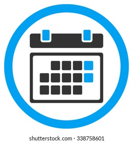 Month Organizer vector icon. Style is bicolor flat rounded symbol, blue and gray colors, rounded angles, white background.